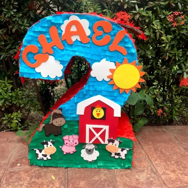 Piñata Numero Animales de la Granja